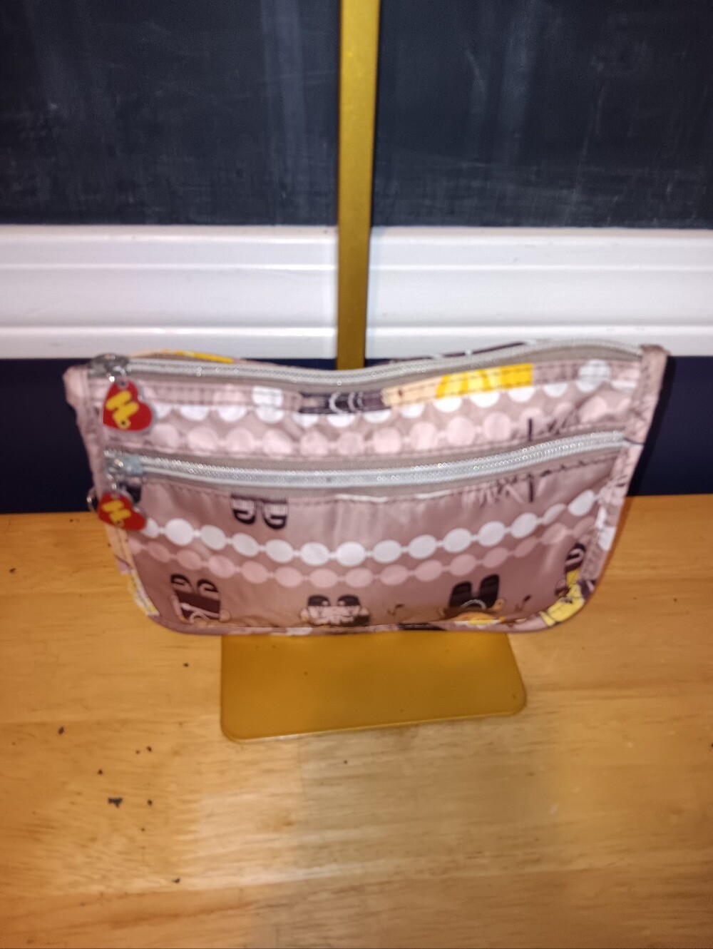 Harajuku Lovers pink and yellow patterned cosmetic pouch